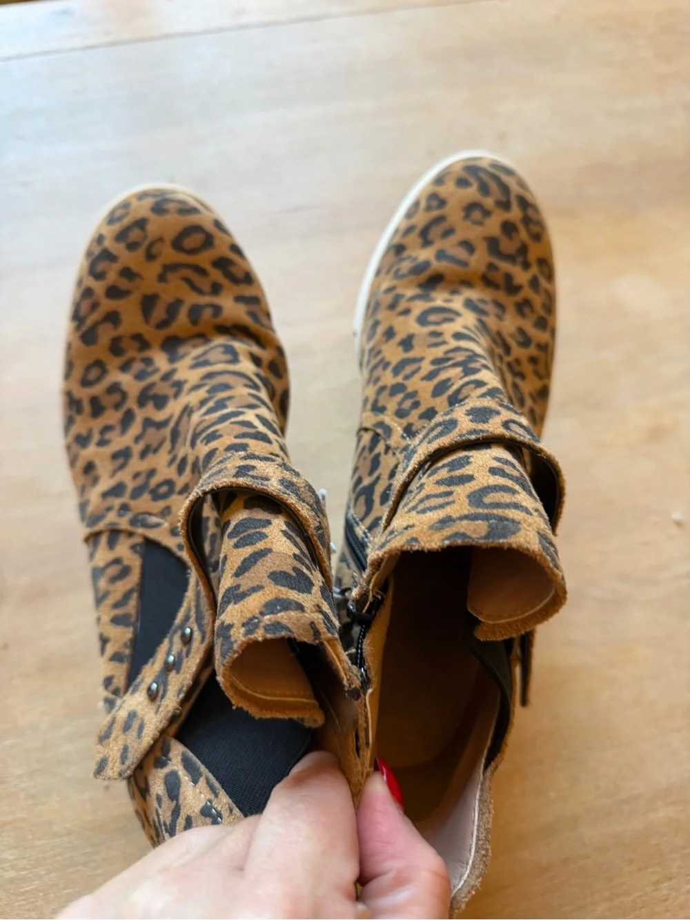 Paolo Leopard-Print Wedge Booties in Tan and Black